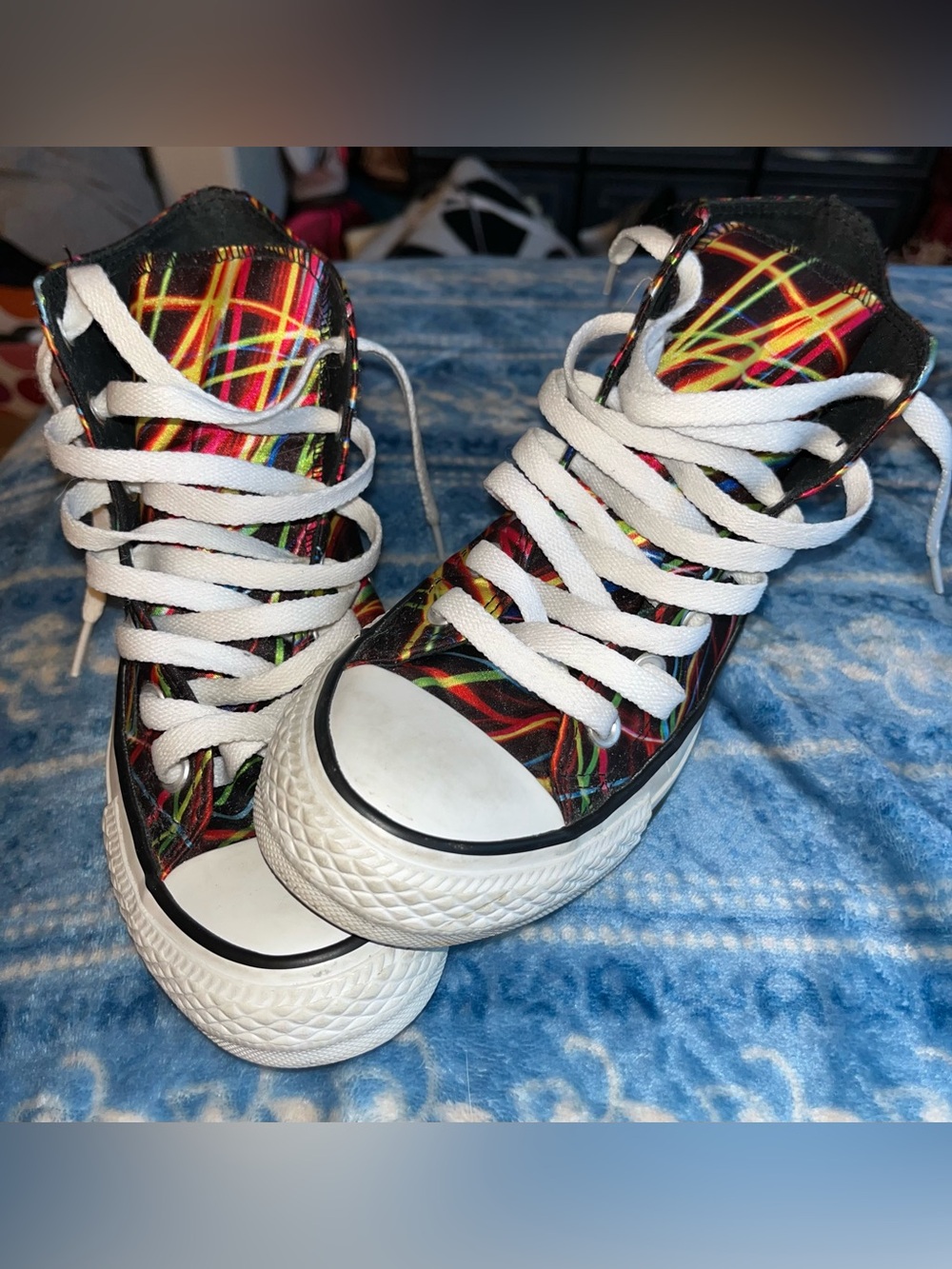 Converse High-Top Sneakers in Multicolor Neon Print